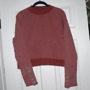 Free People cropped light Rose Sweatshirt with orange thread trim M